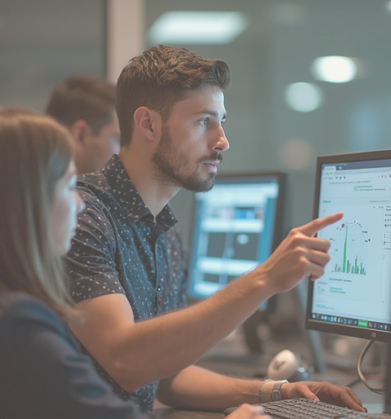 support staff helping a client of PilotAI with an AI solution